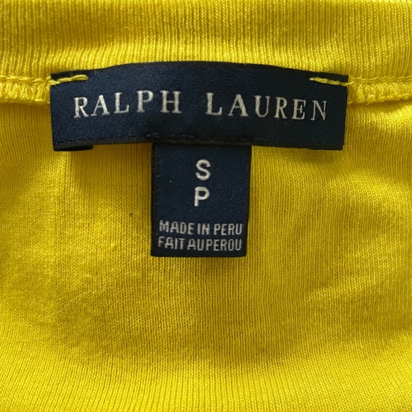Ralph Lauren V-Neck Yellow Short Sleeve Tee - Picture 3 of 3